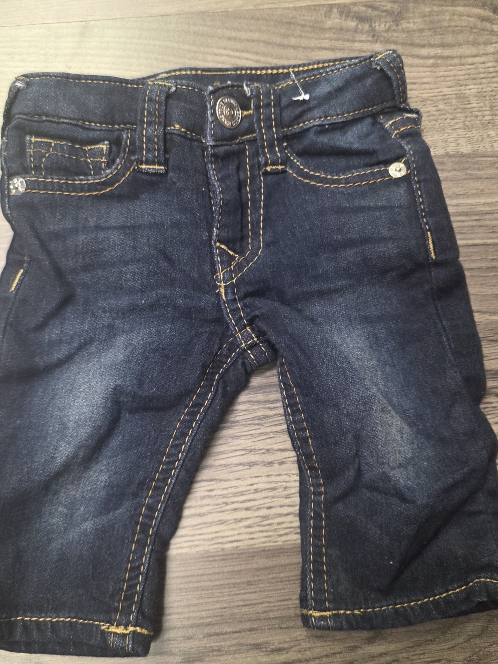 True Religion Kids Dark Blue Denim Jeans with Contrast Stitching